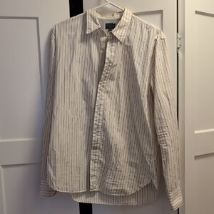Paul Smith Jeans Men's Cream Shirt with Thin  Gray Pinstripes